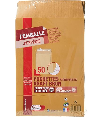 Sacs à Soufflet Kraft 24 - 50 Unités - 260x330x50mm - 120g/m²