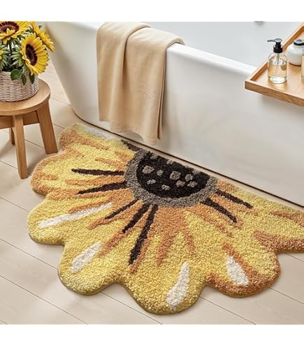 Mandala Round Bath Mat | Bohemian Style Shower Rug | Soft Cotton Bath Decor | Non-Slip Round Bathroom Carpet