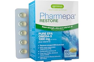 IGENNUS HEALTHCARE NUTRITION Igennus Pharmepa Restore, Pure EPA 1000mg, IFOS Certified, Omega-3 Triglyceride Form Fish Oil, Highly Absorbable rTG Form, 90% Concentration, Wild & Sustainable, Lemon Flavour, 60 Softgels