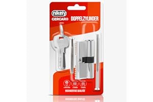 GERCAR - Cilindro profilato per porta, serratura a mezzo cilindro, 10/30, con pomello, incluse 5 chiavi, singolo, lunghezza: 40 mm, A:10 B:30, set da 1 pezzo