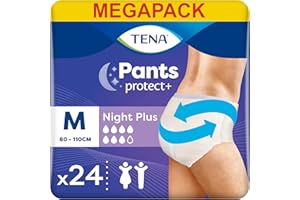 TENA Pants Night Plus taille M - Sous-vêtements absorbants jetables unisexes pour incontinence - Pour fortes fuites urinaires - 24 unités