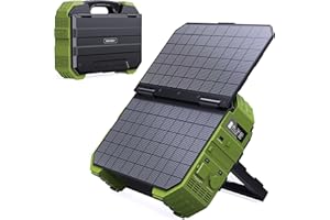BROWEY Tragbare Power Station mit integriertem Solarpanel, 614WH/192000mAh LiFePO4-Akku-Pack, 600W-Solargenerator mit AC/DC/USB/PD-Ausgängen für Outdoor-Camping, Caravaning und Notfallvorbereitungen.