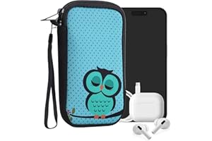 ‎KWMOBILE kwmobile Handytasche für Smartphones L - 6,5" - Neopren Handy Tasche Hülle Cover Case Schutzhülle - Eule Schlaf Türkis Braun Mintgrün - 16,5 x 8,9 cm Innenmaße