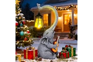 MERUIKCO Elephant Solar Garden Ornaments Outdoor with LED Lights, Christmas Birthday Gifts for Women Mum Grandma Nan, Elephant Statue for Presents Decorations Patio Yard Lawn(11.62Inch/29.5cm)