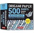 Origami Paper 500 sheets Blue and White 4" (10 cm): Double-Sided Origami Sheets Printed with 12 Different Designs