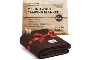WOOLLY MAMMOTH WOOLEN COMPANY Woolly Mammoth Merino Wool Blanket - Large 66" x 90", 4LBS Camp Blanket | Throw for The Cabin, Cold Weather, Emergency, Dog Camping Gear, Hiking, Survival, Army, Outside, Outdoors – Brown