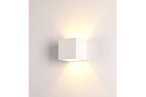 Eurekaled - Applique in Gesso Ceramico Cubo - Attacco G9 - Lampada da muro per spazi interni, camera, corridoio, soggiorno - Lampadina intercambiabile - Verniciabile - Design Moderno