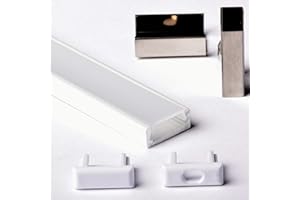 AFTERTECH 1x 2metri 1506B 15x6mm PROFILO ALLUMINIO BIANCO PER STRISCE STRIP LED BARRA RIGIDA 2M 2MT + COPERTURA (1x 2metri 1506bianco fog)