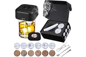 GKSTLY Kit per Affumicatore per Cocktail Kit per Affumicatore Whisky da Elettrico con 6 Gusti Patatine in Legno Accessori per Cocktail Whisky Regalo di Natale per Padre Marito Uomo
