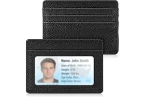 Fintie smal minimalistisk plånbok med framficka, RFID-blockerande kreditkortshållare korthållare med ID-fönster för män kvinnor