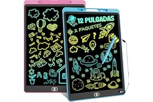 12 Pulgadas 2 Packs Tableta Escritura LCD Color, Electight Tablet Escritura Pantalla Colorido Infantil, Juguetes Educativo Niños con Borrable y Bloqueo Función, para el Hogar, Rosa+Azul