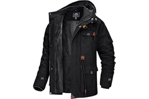 MAGCOMSEN Herren Winterjacke Freizeit Jacken Baumwolle Militär für Männer Cargo Bomber Jacke Jagd Angeln mit Abnehmbare Kapuze