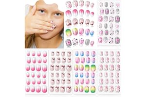 MAITYS 120 Pieces Kids Press on Nails Children Fake Nails Artificial Nail Tips Girls Full Cover Short False Fingernails for Girls Kids Nail Decoration (Sweet Pattern)