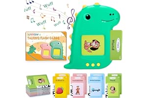 SUNNOW Interaktives Lernspielzeug für Kinder 1 2 3 4 5 6 Jahre Alt, 112 Blätter, 224 Wörter Sprechende Flash-Karten, Standard Deutsch, Montessori Spielzeug, Hörbar Lernspielzeug für Mädchen und Jungen