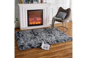 HARESLE Flauschige Hochflor-Teppiche, rutschfest Plüsch-Teppiche, Kleiner Teppich für Kinderzimmer,Wohnzimmer,Schlafzimmer (Dunkelgrau/60x120cm)