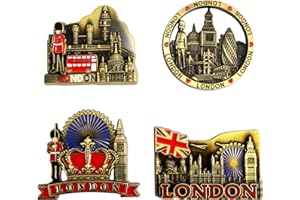 TULPRA 4PCS London Fridge Magnets Set – 3D Metal British Souvenirs, Double-Decker Bus, Tower Bridge, Union Jack, London Icons Decorative Kitchen Magnets, England Souvenirs Gifts for Friends & Family – Bronze