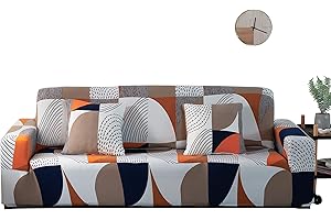 ARNTY Sofabezüge, Moderne Elastischer Sofabezug Stretch 1/2/3/4 Sitzer Couchbezug Antirutsch Blumendruck Sofahusse für Couch Möbelschutz(Bunt-Geometrisches Muster, 2 Sitzer Sofabezüge:141-180cm)