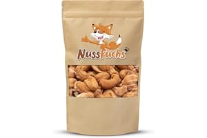 NUSSFUCHS Cashewkerne geröstet & gesalzen 1kg - ganze Cashewkerne gesalzen und geröstet ganze knackige Kerne vegan glutenfrei ungeschwefelt-knackig gesalzen geröstet Cashew Kerne zum Knabbern - (1kg)