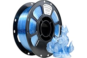 iBOSS Transparent Pailleté PETG Filament 1,75 mm, Clair Matériel Imprimante 3D 1KG Bobine, Matériaux d’impression 3D Pailletés en Filament 1,75 mm, /- 0,02 mm PETG Paillettes Bleu Ciel