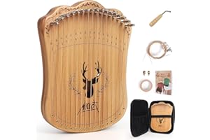 Lyre Harp,AKLOT Lyra Harfe 17 Metallsaiten Lyra Harfen Daumenklavier mit Stimmschlüssel Ersatzsaiten Schwarze Gigbag