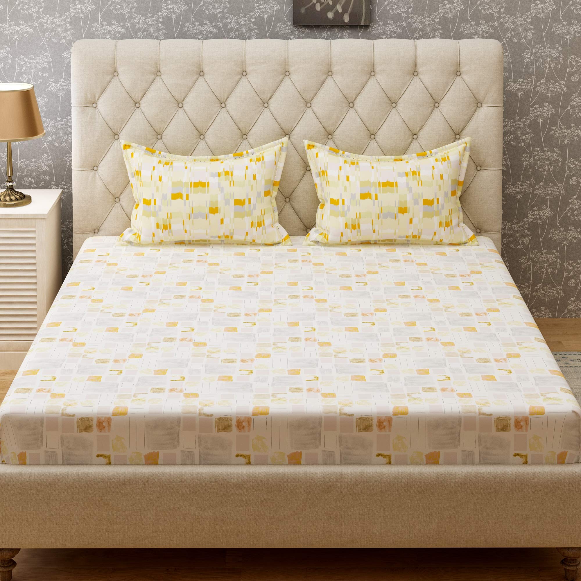 Buy Bombay Dyeing Cynthia 120 TC Polycotton Double Bedsheet with 2