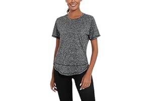 Litherday Women's Gym Tops Ladies Sports T-Shirt Yoga Workout Activewear Lightweight Quick Dry Short Sleeve Tee Shirt Crew Neck Fitness T-Shirts