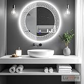Zenith Led'li Lazer Kumlamalı Lavabo &amp; Banyo Aynası (Dokunmatik Sens&ouml;rl&uuml;) beyaz ledli 90 x 90