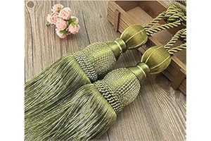 IHCLINK IHC Handmade Curtain Clips Rope Tie Band VS Lob Fring Tiebacks Europe Buckles Holdbacks Tassel Ball Rope/Set of 2 (Green)