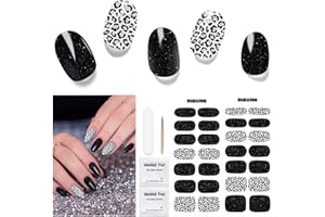 ‎DUKASOU Nagelfolie UV Härtend -28 Stück Halb ausgehärtete Gel Nagelstreifen Halloween Nail Sticker Nagelfolien Selbstklebend, Long Lasting Art Stickers DIY für Damen Mädchen (Black)