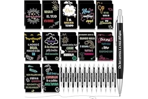 Tenare 12 Set Regali di Ringraziamento per Colleghi 12 Piccoli Quaderni con Frasi Motivazionali Mini Taccuini Tascabili 12 Penne a Sfera Ispiratrici per Appunti Scuola Ufficio Laurea Natale(Nero)