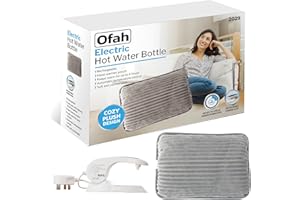 VIVO TECHNOLOGIES Ultra Plush Rechargeable Electric Hot Water Bottle Bed Hand Body Warmer Cozy Fast Heating Auto-Shut Off Function Over-Heat Protection & No Refill Heat Pad 25cm x 17cm Grey