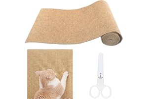 Anseom Autoadesivo Tappeto Tiragraffi per Gatti 40 x 200 cm Trimmable Tiragraffi Divano DIY Antigraffio Tappetino Cartone per Gatti per Proteggere Tappeti Divani Mobili (Cachi)
