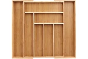 SOSAYET Portaposate da Cassetto in bambù, cassetto regolabile da 6 a 8 scomparti, organizer per posate e portaposate, organizer per utensili da cucina e posate