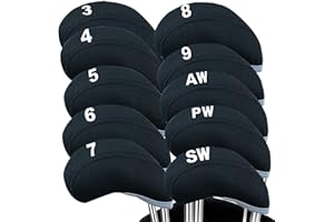 FINGER TEN Golf Iron Head Covers with Number Printed Value 10 Pcs/Set, Golf Headcovers for Iron Club Lightweight Durable Portable Fit All Irons Clubs
