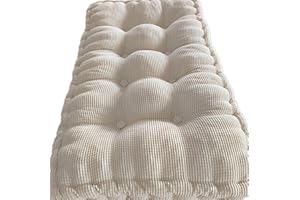 uyeoco 8 Dickes Bankauflage Bankkissen, Sitzkissen Bank Sitzauflage Innen Outdoor, Gute Qualität Waschbare Gartenbank Auflage, Rechteck Sitzkissen Groß Für Stuhl Boden Bürostuhl(Beige,120x40cm)