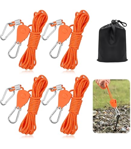 Lot De 6 Cordes Réfléchissantes Pour Auvent De Camping En Plein Air, Cliquet De Corde Avec Ajusteur De Cordon De Serrage Pour Tentes Vert 94815697