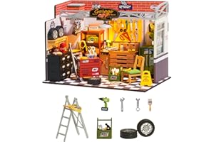 Rolife Miniature House Kit - Mini House Building Kit Garage Workshop for Adults - DIY Doll House Home Desk Decoration Gift Idea DG165