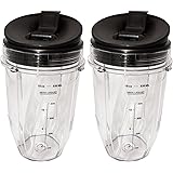 Blendin 2 Pack Small 18 Ounce Cup with Sip N Seal Flip Lids, Compatible with Nutri Ninja Auto-iQ 1000w Series and Duo Blenders