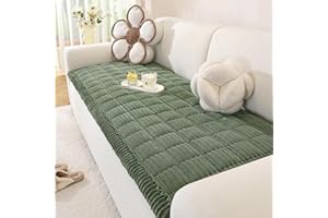 OstepDecor Sofa Covers 3 Seater, Corner Sofa Cover L Shape, Pet-Friendly Couch Cover Furniture Protectors for Dogs, Thick Soft Corduroy Sofa Pads Fuzzy Couch Cushions for Pets, Kids (Green, 70x180cm)