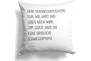 22Feels Schwiegertochter Geschenk von Schwiegermama, Frauen Kissen zur Hochzeit, Geburtstag Muttertag Weihnachten (Weiss, Quadratisch, 40x40cm)