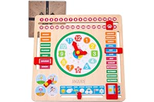 Jaques of London Learning Kids Calendar Clock | Wooden Educational Toys for 3 Year olds with Weather for Preschool Children | Learn to Tell the Time Days and Months | Since 1795