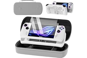 QUAGGY Designed for Case for ASUS ROG Ally 2023, Large Carry Case Bag Perfect for Charger, with Soft Silicone Protective Cover und 2 Pack Screen Protector, Portable and Easy to Carry