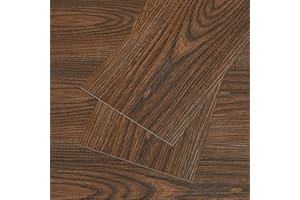VEELIKE PVC Flooring Adhesive Wood Effect Brown Adhesive Tiles Floor Bathroom Waterproof PVC Floor Wood Effect Vintage Tile Stickers Kitchen Floor Garage 90 x 15 cm 12 Pieces