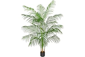FSOHOI Artificial Fake Palm Tree with 18 Trunks and Real Bark Design, Premium Polyester,Tropical Paradise Palm Tree in Pot (black, 180 CM)