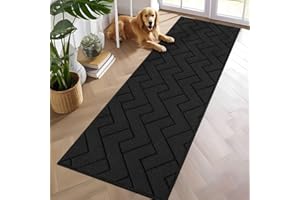 Biscpro Tapis de Porte Paillasson d'Entree 60x180cm Interieur et Extérieur Tapis Antidérapant et Absorbant,Lavable,Tapis pour Intérieur,Extérieur,Chambre,Cuisine,Entrée,Couloir-Noir