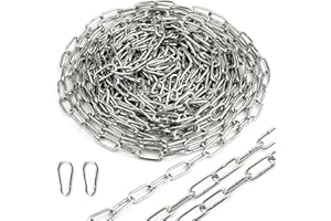 Ziamzra Chaine Acier Inoxydable 304 Chainette 10 M 3 mm Chaine Acier Metal Chaine Maillon Chaine Antivol Chaines Attache pour Chaine Chien Hamac Clôture Chaine de Levage Chaine Antivol Chaine Pluie