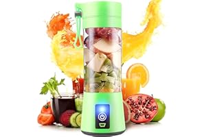 ‎RETOO Retoo Przenośny, osobisty mini mikser USB o pojemności 1500 mAh i 380 ml, elektryczny blender z 4 ostrzami, do smoothie, koktajli owocowych, miksera USB, do podróży, domu, na zewnątrz, zielony