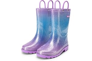DREAM PAIRS Kids Rain Boots Wellies for Kids Boys Girls Wellington Lightweight Boots with Easy on Handle Waterproof Playing Rain Boot Unisex-Child