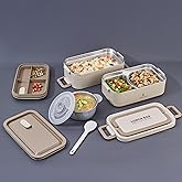 Aryıldız Bento Dikd&ouml;rtgen 2 Katlı Lunch Box Yemek Termosu Bej 2000 ml