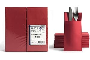 AROBA AIRLAID 50 Airlaid Besteckservietten Stoffähnlich | fertig gefaltete Servietten mit Schlitz | 40x40 cm 1/8 Falz Bestecktasche Hochwertig Hochzeit Geburtstag Hotel Catering Premium QUALITÄT Burgund